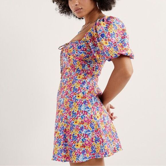 NEW For Love and Lemons Sasha Mini Dress Blue Dizzy Floral Size XS - Picture 10 of 10